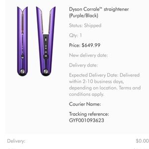 Dyson Corrale Hair Straightener - Vibrant Purple and Sleek Black